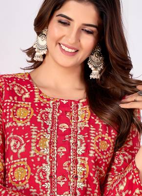 Maroon printed silk kurti  4