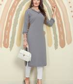 Grey embriodered viscose kurti