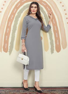 Grey embriodered viscose kurti 2