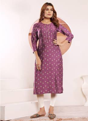 Dark pink printed viscose kurti 1