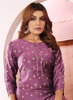 Dark pink printed viscose kurti 3