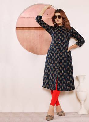 Blue printed viscose kurti 2