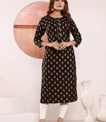 Black printed viscose kurti