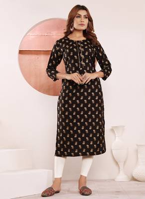 Black printed viscose kurti 2