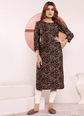 Black printed viscose kurti 1