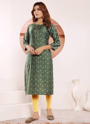 Camo green print viscose kurti 2