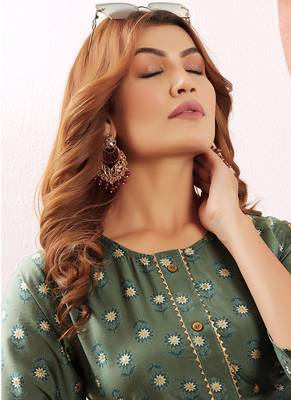 Camo green print viscose kurti 3