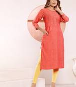 Orange printed viscose kurti