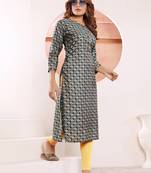 Teal blue printed viscose kurti