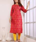 Red printed viscose kurti
