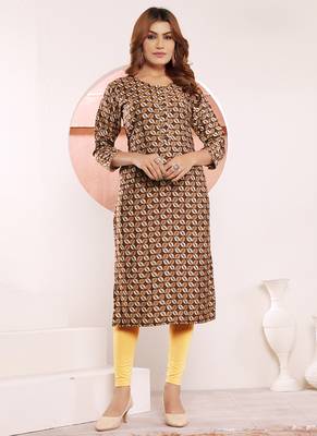 Brown printed viscose kurti 2