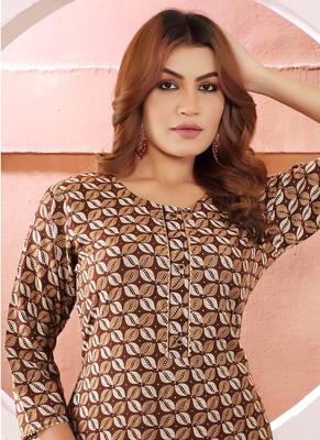 Brown printed viscose kurti 3