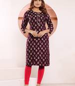 Maroon printed viscose kurtis