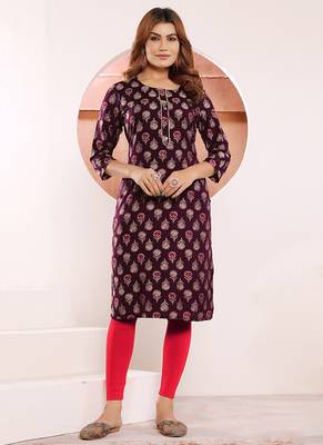 Maroon printed viscose kurtis 2