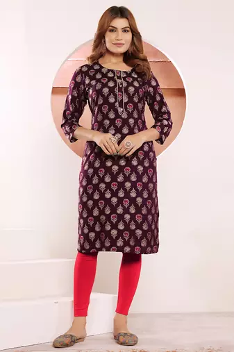 Maroon printed viscose kurtis