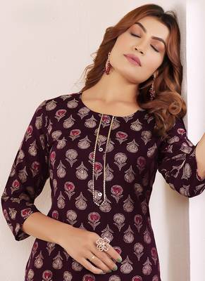 Maroon printed viscose kurtis 4