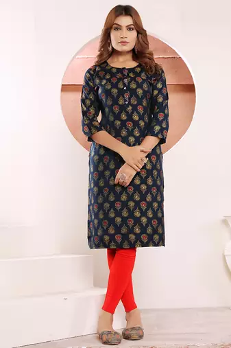 Blue print viscosemuslin kurtis readymade