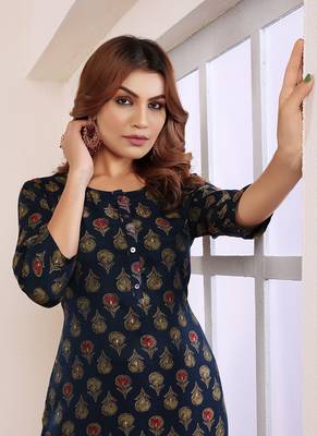 Blue print viscosemuslin kurtis readymade 3
