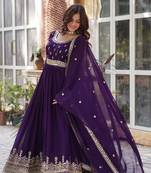 Zari work georgette gown with dupatta sets