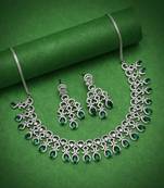 Green color american diamond necklaces set