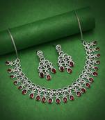Ruby color american diamond necklaces set