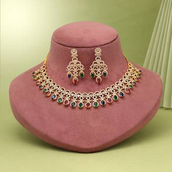 Multi color american diamond necklaces set 1