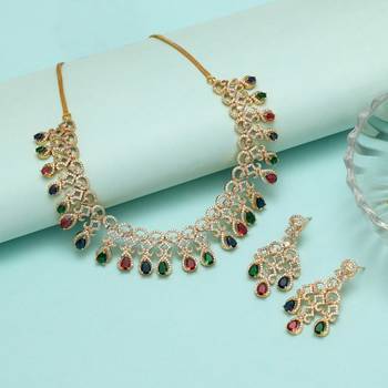Multi color american diamond necklaces set 2