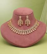 Pink color american diamond necklaces set