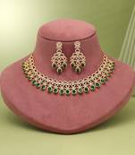 Green color american diamond necklaces set
