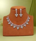 Pink color american diamond necklaces set