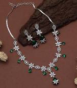 Green color american diamond necklaces set