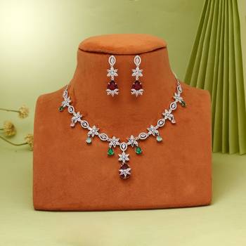 Multi color american diamond necklaces set 2