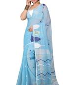 Sky Temple Border Jamdani saree without blouse
