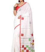 White Box Aplic Cotton blended Saree 
