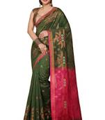 Green Floral woven Design  Cotton Saree 