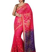 Pink Floral woven Design  Cotton Saree 