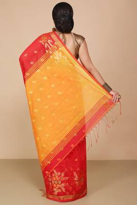 Red Floral woven Design  Cotton Saree  4