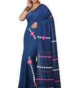 Turquoise Nimki Aplic  Cotton blended Saree 