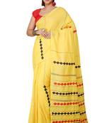 Yellow Nimki Aplic  Cotton blended Saree 