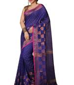 Blue  Cotton Leaf Design Sarees with Jacquard Work with Blouse Piece 