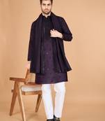 Purple viscose silk thread & sequins embroidered work wedding festival marriage party wear straight kurta with dupatta