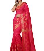 Pink  Cotton Leaf Design Sarees with Jacquard Work with Blouse Piece 