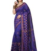 Blue Woven Handloom ball design  Cotton Saree 