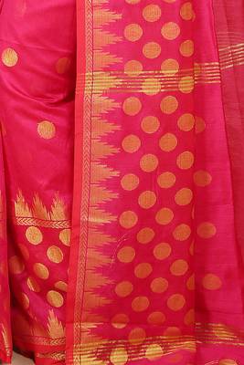 Pink Woven Handloom ball design  Cotton Saree  5