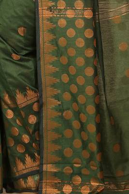 Green Woven Handloom ball design  Cotton Saree  5