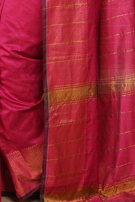 Pink Zari Border Checked Cotton zori Blend Saree  5