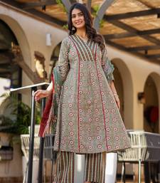 Multi color Cotton cambric printed Anarkali set