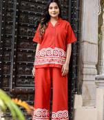 Red cotton flex dye co-ord set