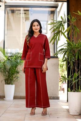 Red cotton flex dye co-ords set 1