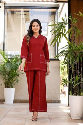 Red cotton flex dye co-ords set 2